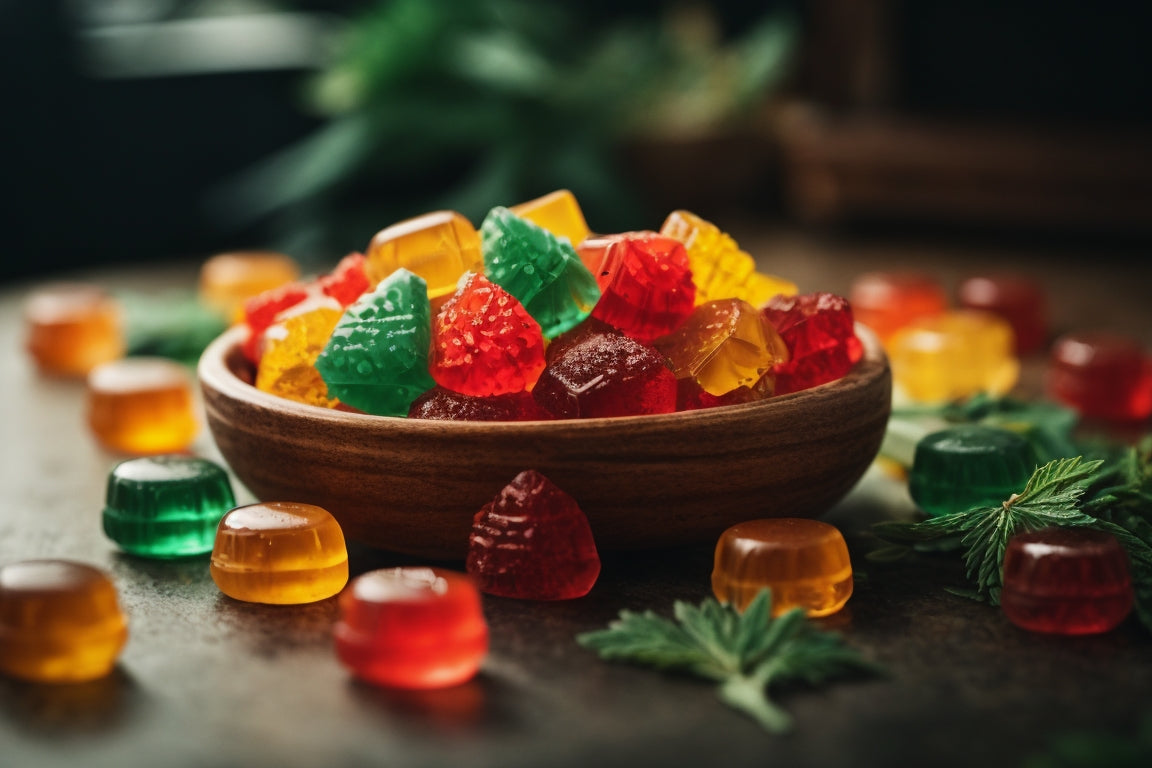 CBD gummies in a bowl