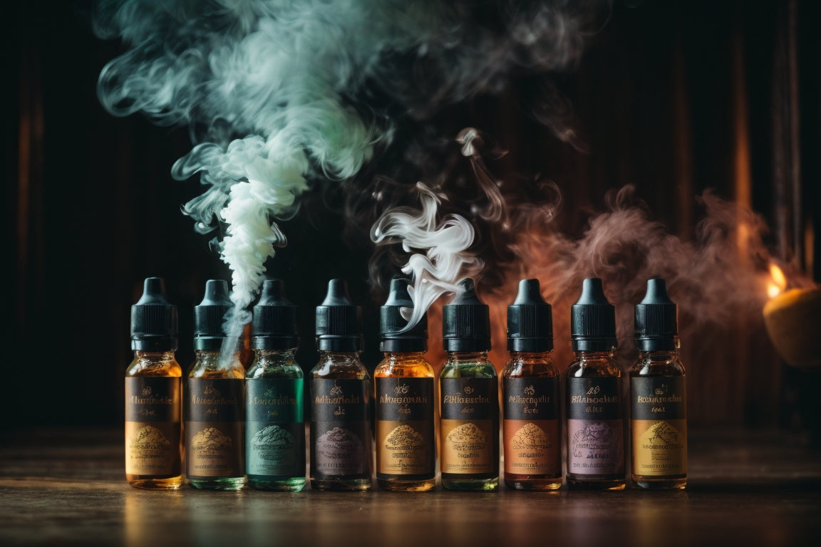 multiple vape flavors with smoke